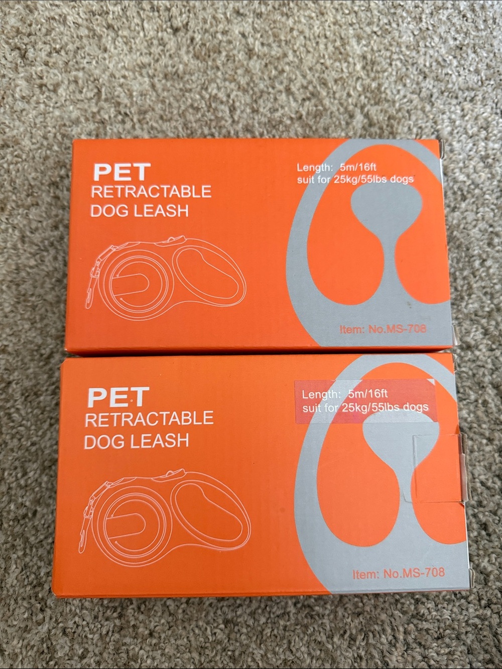 Pet Retractable Dog Leash - Orange Boxes